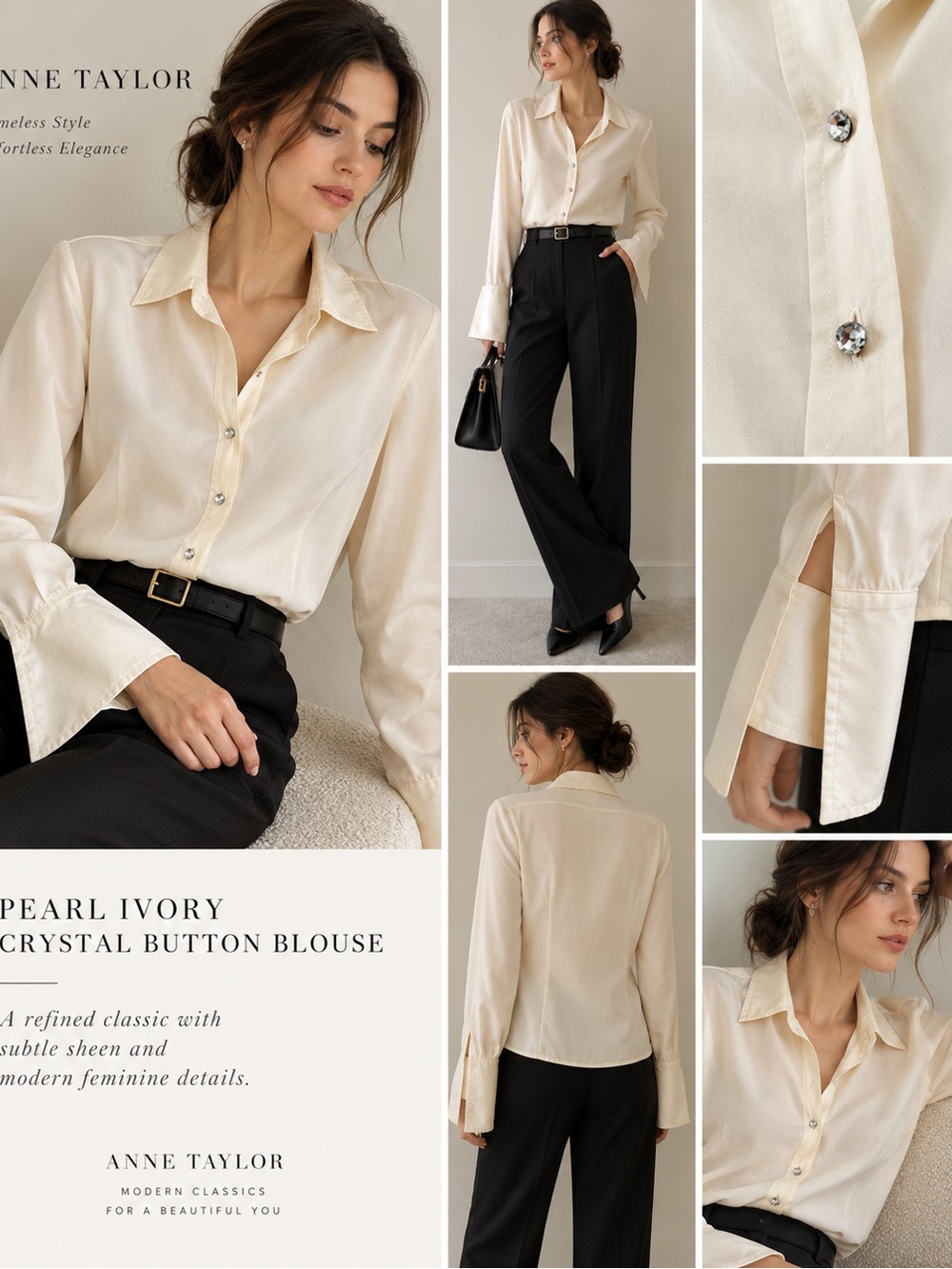 Pearl White Crystal Button Blouse Dramatic French Cuff Shirt